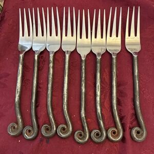 Gourmet Settings Treble Clef 18/8 Flatware 8 Pc. Dinner Forks Black Handle